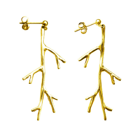 Small Wave Branch Earring Gold by Ayaka Nishi