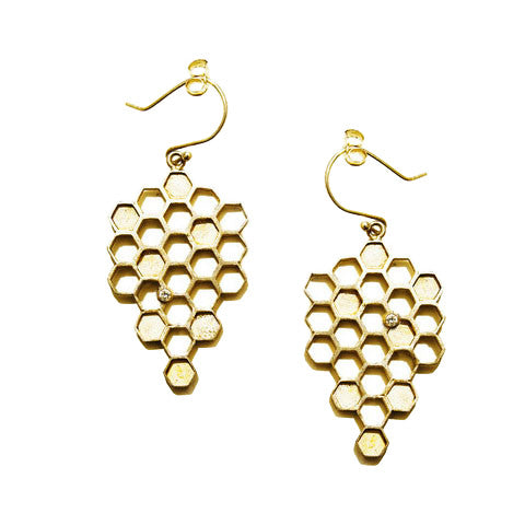 Honeycomb Earring Gold by Ayaka Nishi