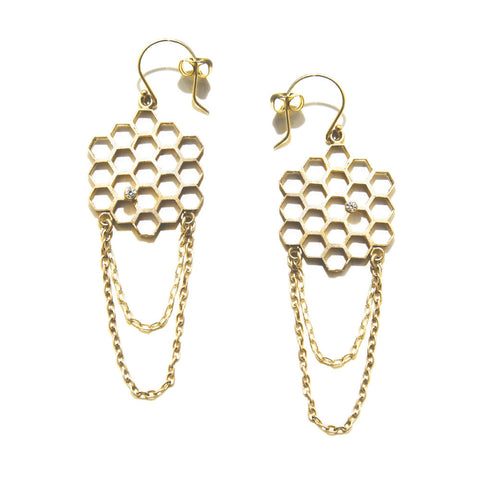 Honeycomb Earring with chain