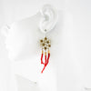 Gold Honeycomb Earring with Coral By Ayaka Nishi
