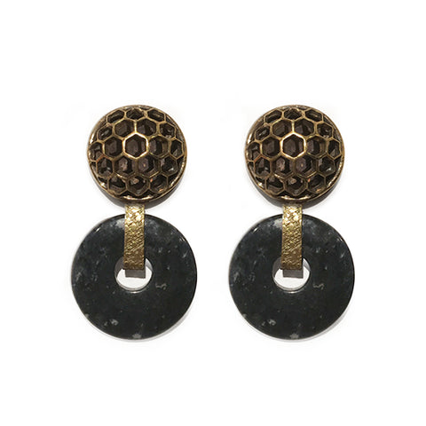 Honeycomb Dome Earring with Stone