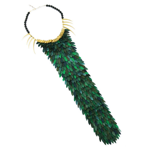 Green Long Fish Scale Necklace