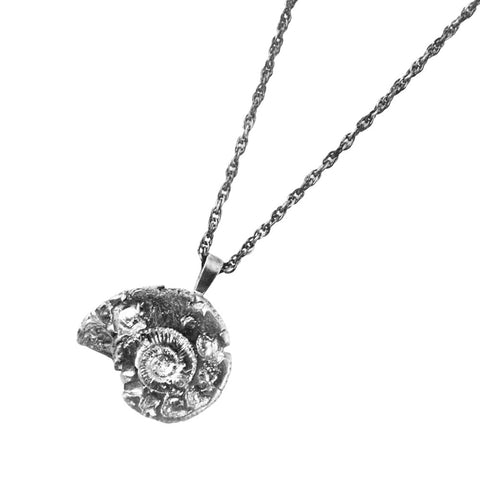 Silver Back Ammonite Necklace