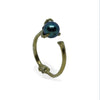 Gold Bone Black Pearl Pinky Ring