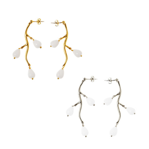 Branch Drop Earring with beads by Ayaka Nishi