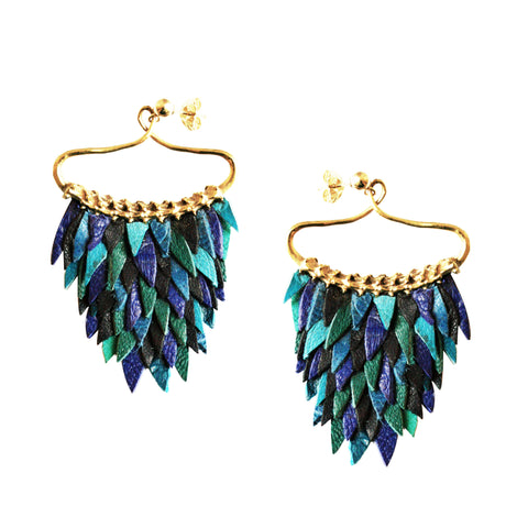 Blue Fish Scales Earring