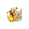 Gold Cell Ring with Fire Opal By Ayaka Nishi