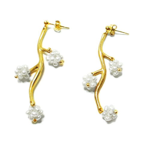 Flower Branch Pearl Earring