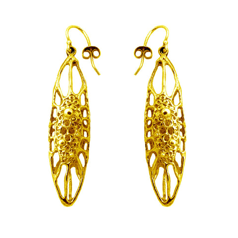 Gold Long Cell Earring, Ayaka Nishi