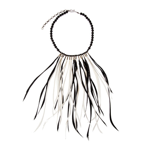 Black and White Feather Necklace
