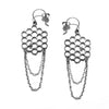 Honeycomb Earring with chain Silver by Ayaka Nishi