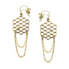 Honeycomb Earring with chain Gold by Ayaka Nishi