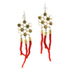 Gold Honeycomb Earring with Coral By Ayaka Nishi