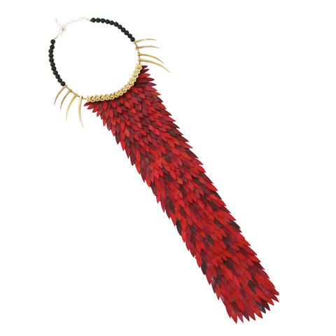 Red Long Fish Scale Necklace