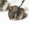 Leaf Earrings with Stem Oxidized Silver by Ayaka Nishi