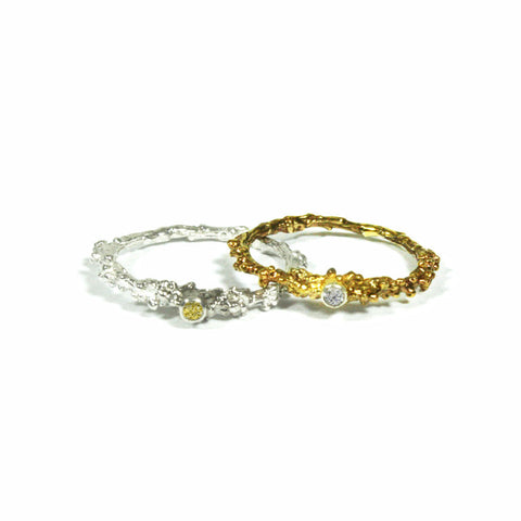 Grain Branch Ring with 3mm Diamond