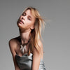Honeycomb and Coral Necklace by Ayaka Nishi on model