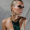 Green Long Fish Scale Necklace by Ayaka Nishi on model