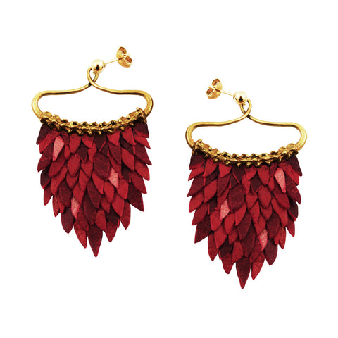 Red Fish Scales Earring
