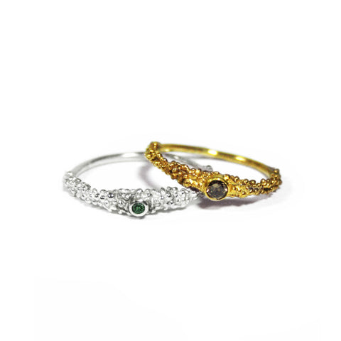 Grain Thick Ring with 2mm Diamond